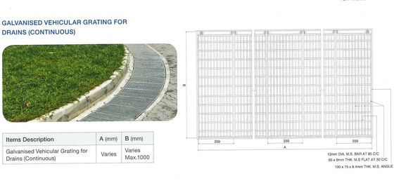 ISO Steel Grate Drain Cover Galvanised Vehicular and Pedestrian Grating for Drains